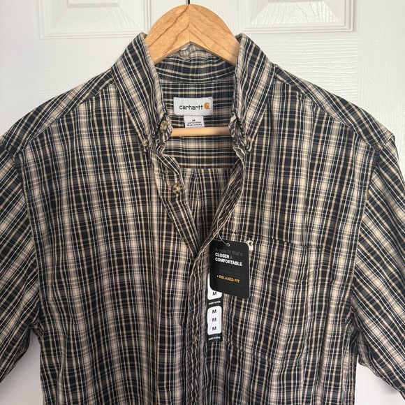 NWT Carhartt Men’s Button Up Plaid Shirt Medium 100% cotton - Picture 5 of 7